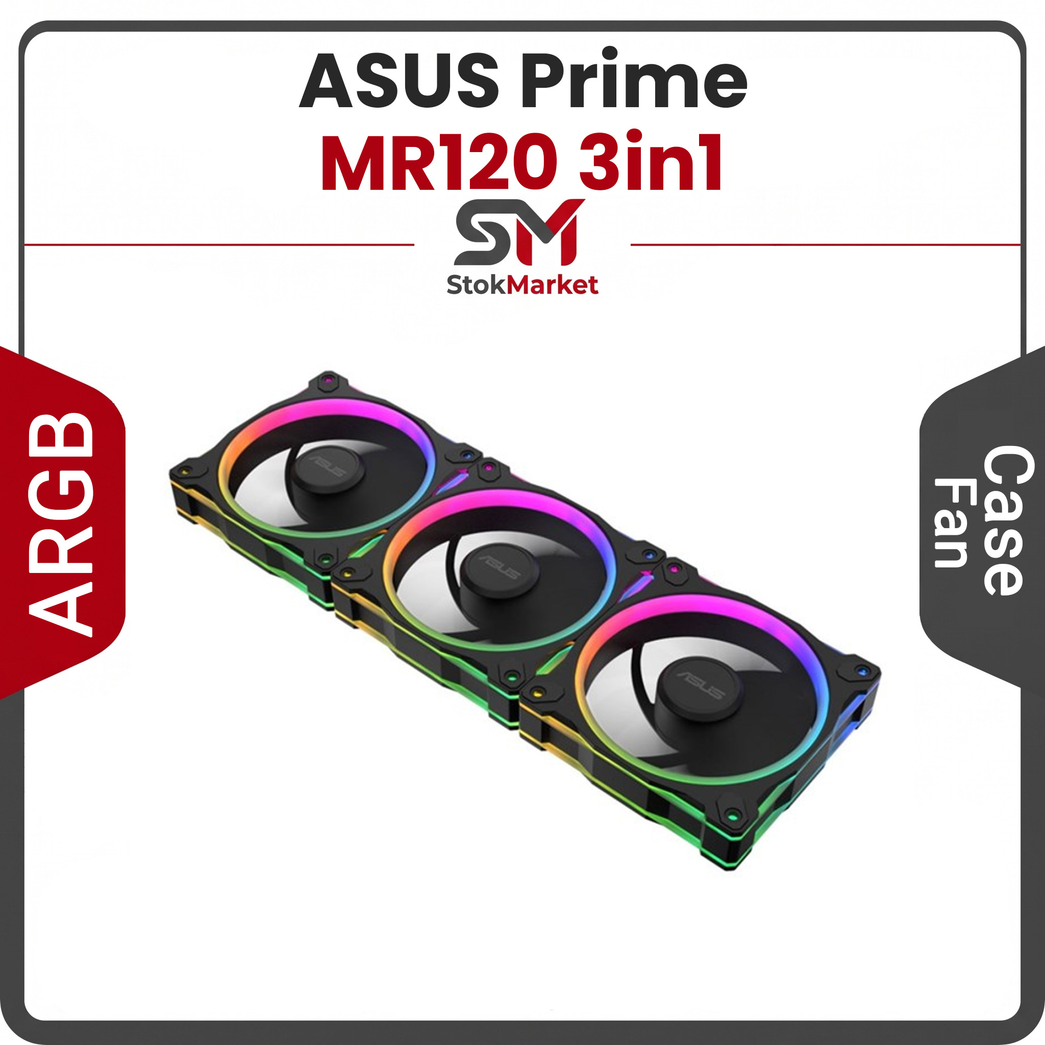 11c44de9-3cea-4321-8e71-fc157eb27 فن کیس ایسوس مدل ASUS Prime MR120 Fan ARGB Black 3in1 - تصویر 1