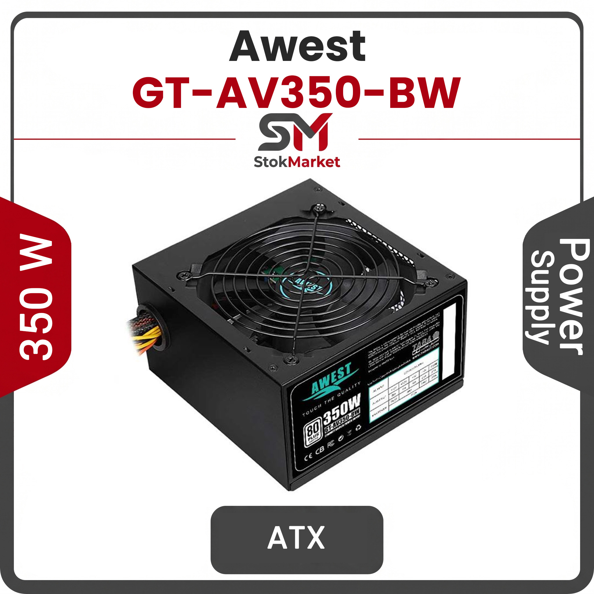 3a63dd-f6f8-4df3-adca94c177b8a پاور کامپیوتر 350 وات غیر ماژولار اوست مدل GT-AV350-BW - تصویر 1