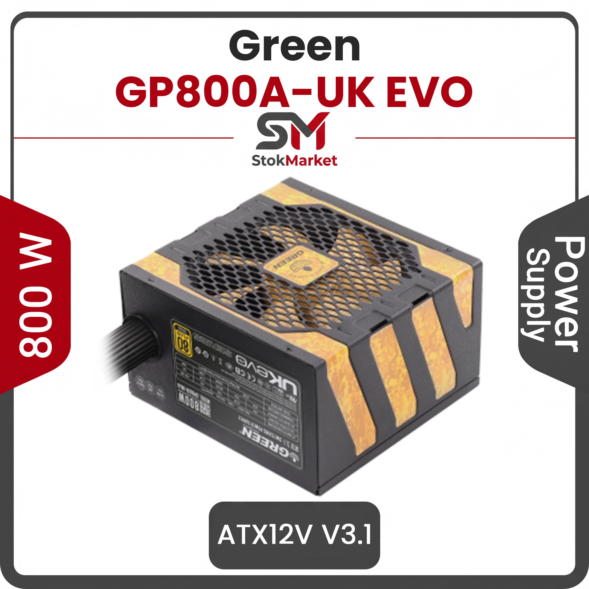 3e6e5f36-999d-83-e3cda00778 منبع تغذیه (پاور) گرین مدل Green GP800A-UK EVO V3.1 - تصویر 1