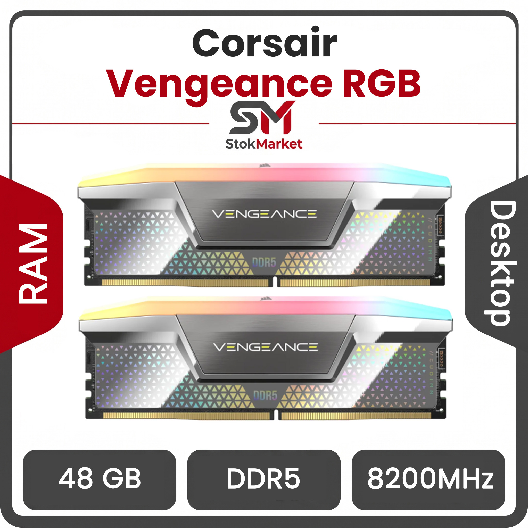 652b6cb7-97f5-4e34-a5f6-d38484d8dca20f رم کامپیوتر DDR5 دو کاناله 8200 مگاهرتز CL40 کورسیر Vengeance RGB CUDIMM ظرفیت 48 گیگابایت - تصویر 1