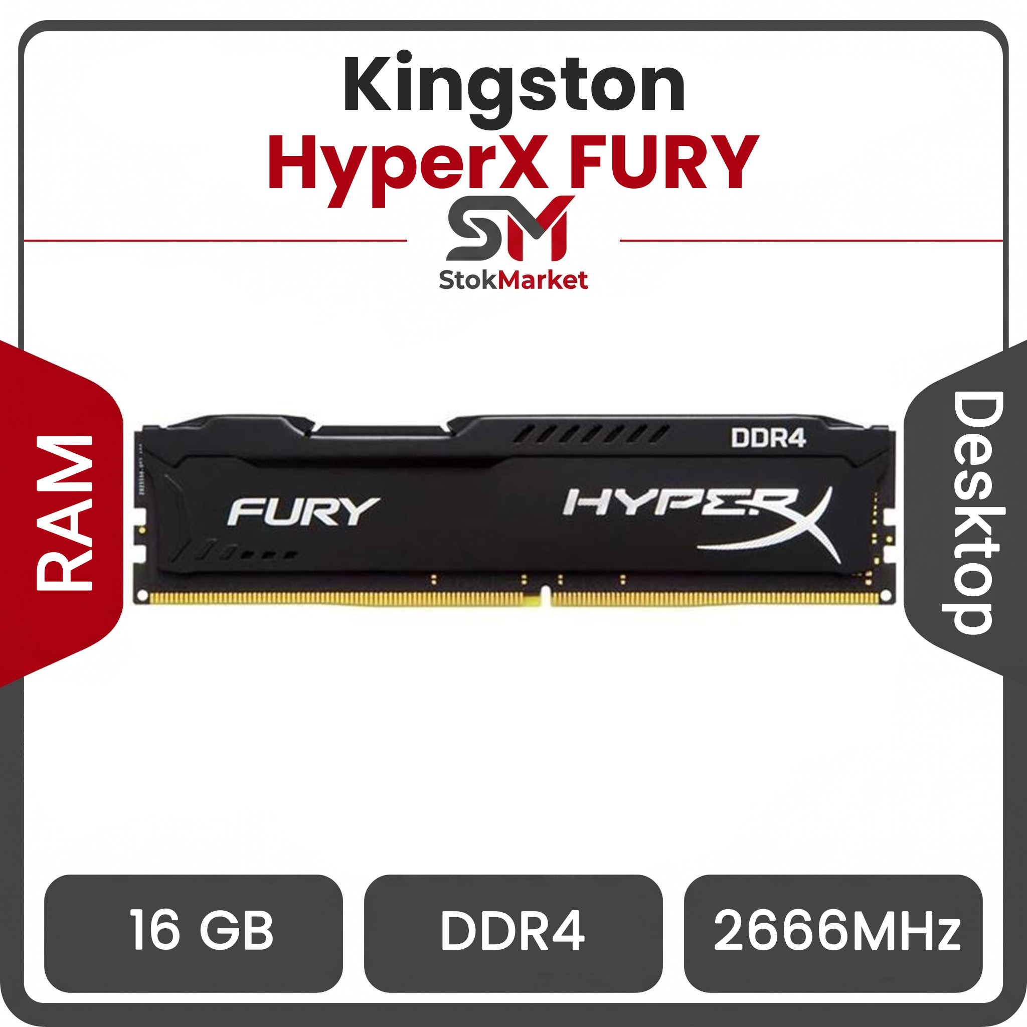 652b6cb7-97f5-4e343bd8dca20f رم دسکتاپ DDR4 تک کاناله 2666 مگاهرتز کینگستون مدل HyperX Fury Black ظرفیت 16 گیگابایت - تصویر 1