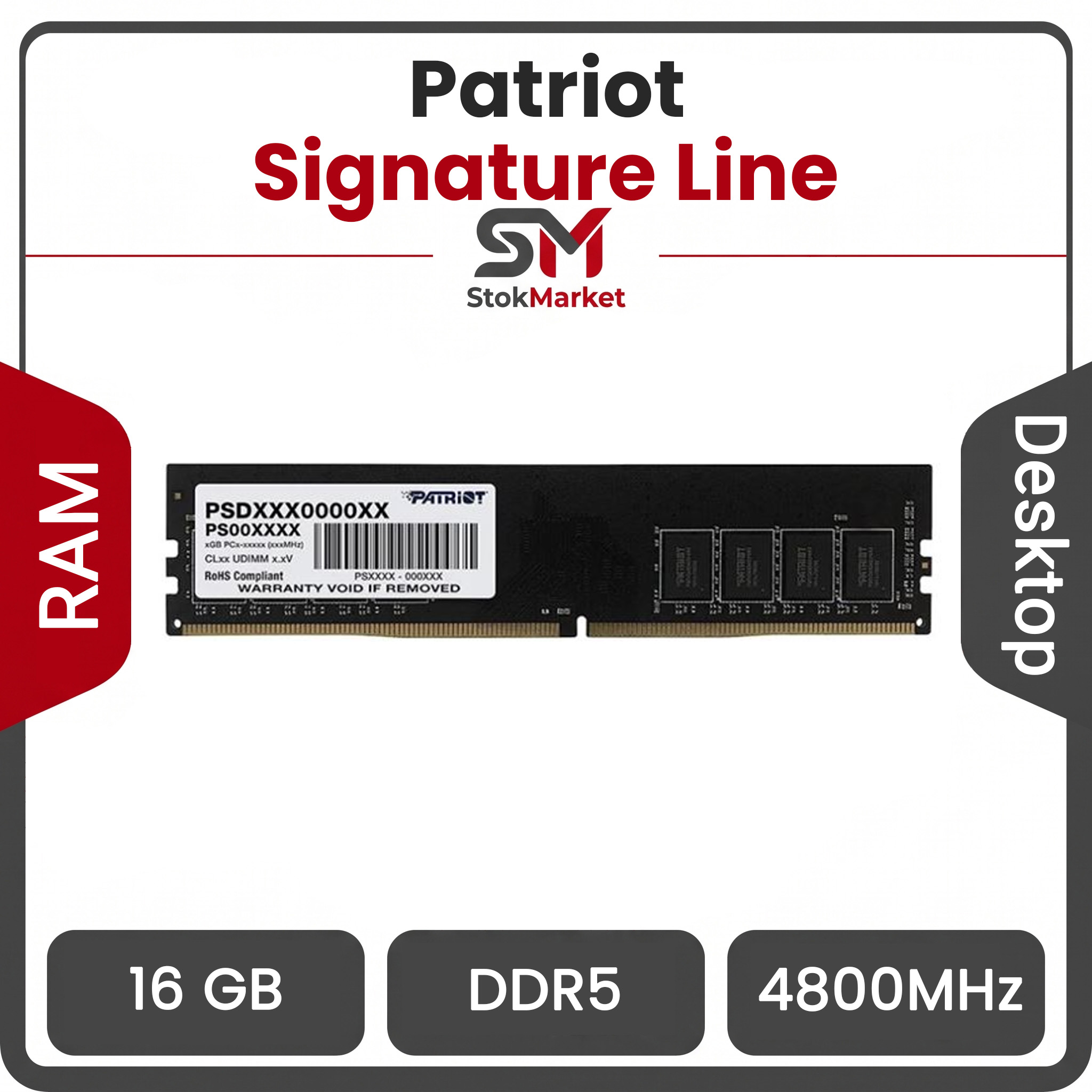 652b6cb7-97f5-d33bd8dca20f رم کامپیوتر پاتریوت ظرفیت 16 گیگابایت 4800 مگاهرتز DDR5 تک کاناله CL40 مدل Signature Line - تصویر 1