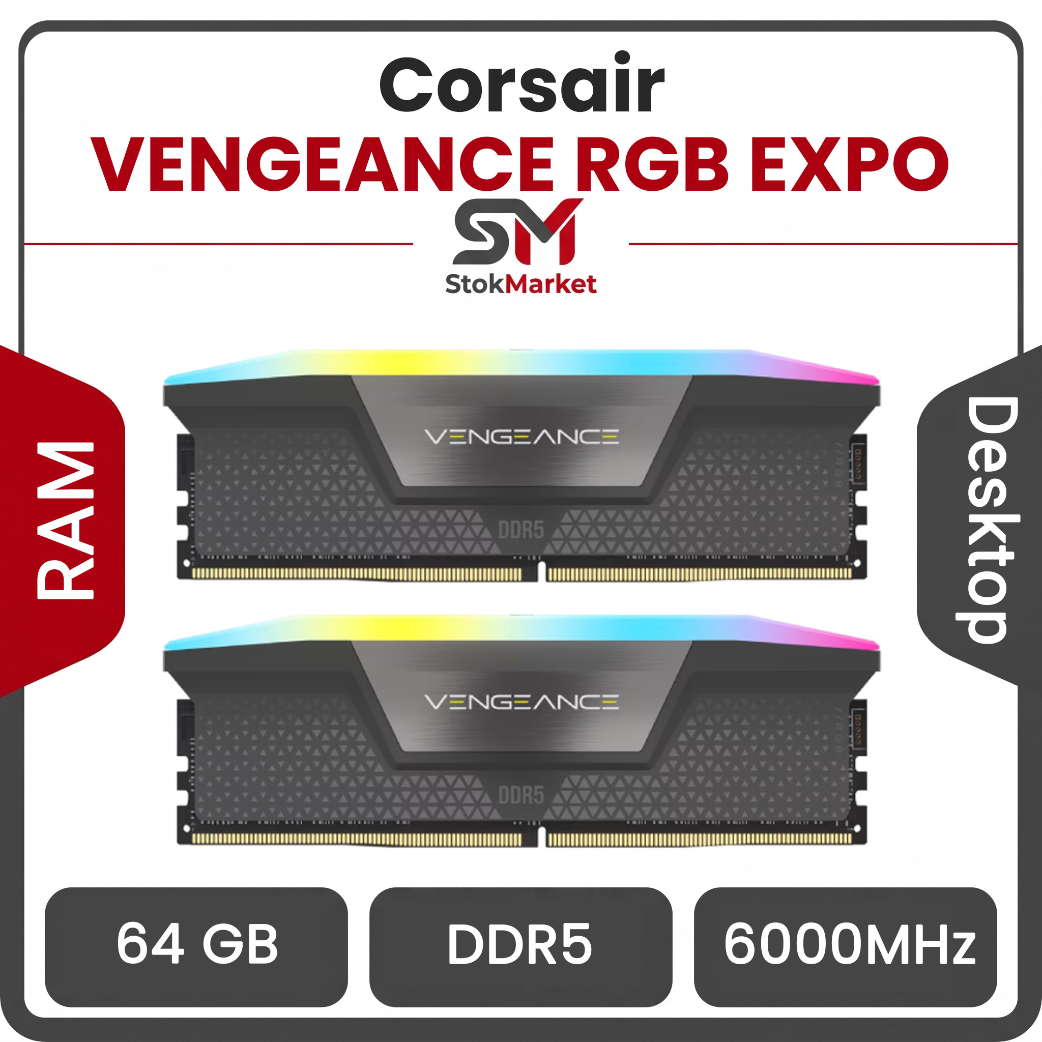 652b6cb7-97f7725-4e34-a5f6-d33bd8dca20f رم کامپیوتر DDR5 دو کاناله 6000 مگاهرتز CL40 کورسیر Vengeance RGB AMD Expo ظرفیت 64 گیگابایت - تصویر 1
