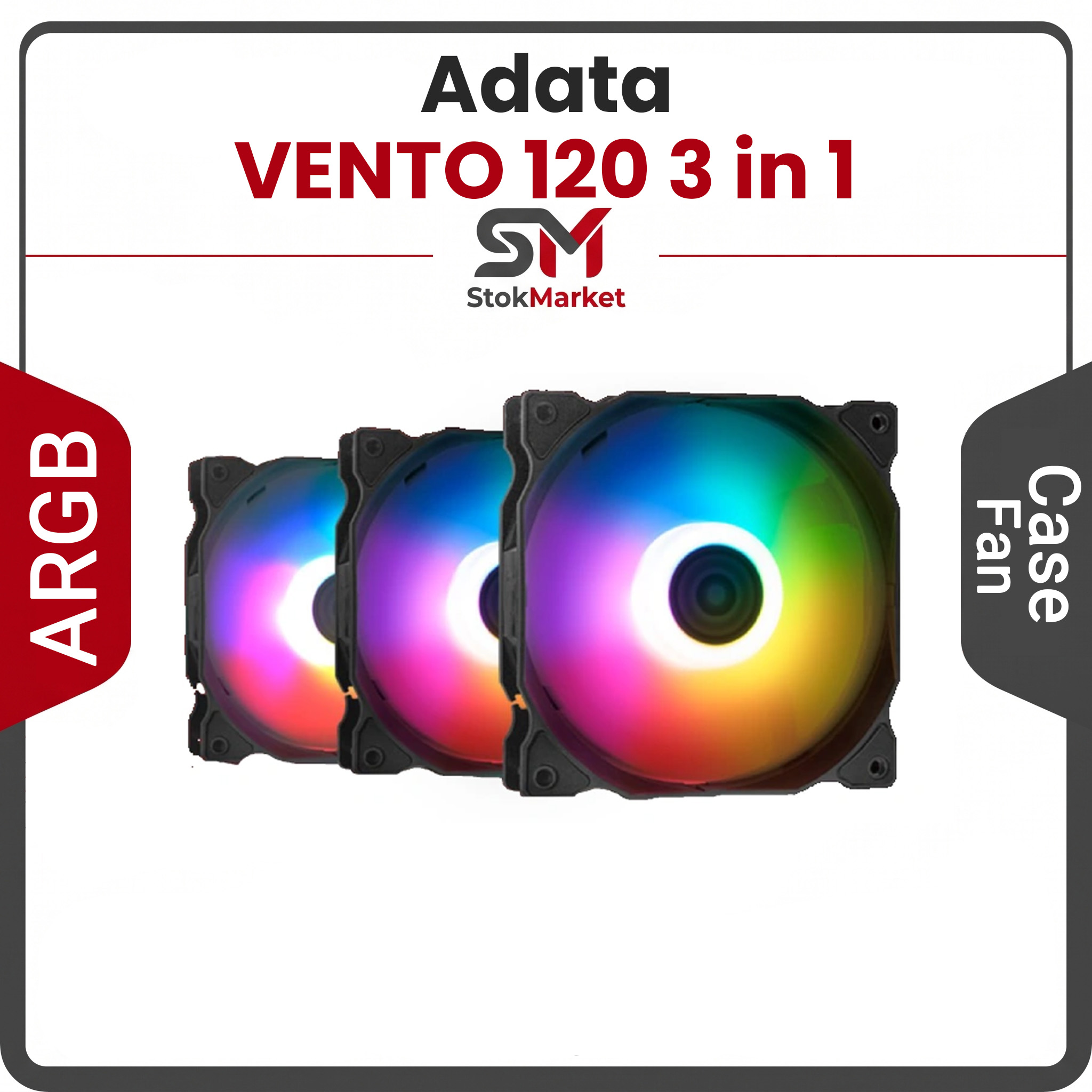 7f59fc90-4251-88c2-3a4ba113be32 فن کیس ای دیتا ایکس پی جی مدل VENTO 120 ARGB FAN 3 in 1 - تصویر 1