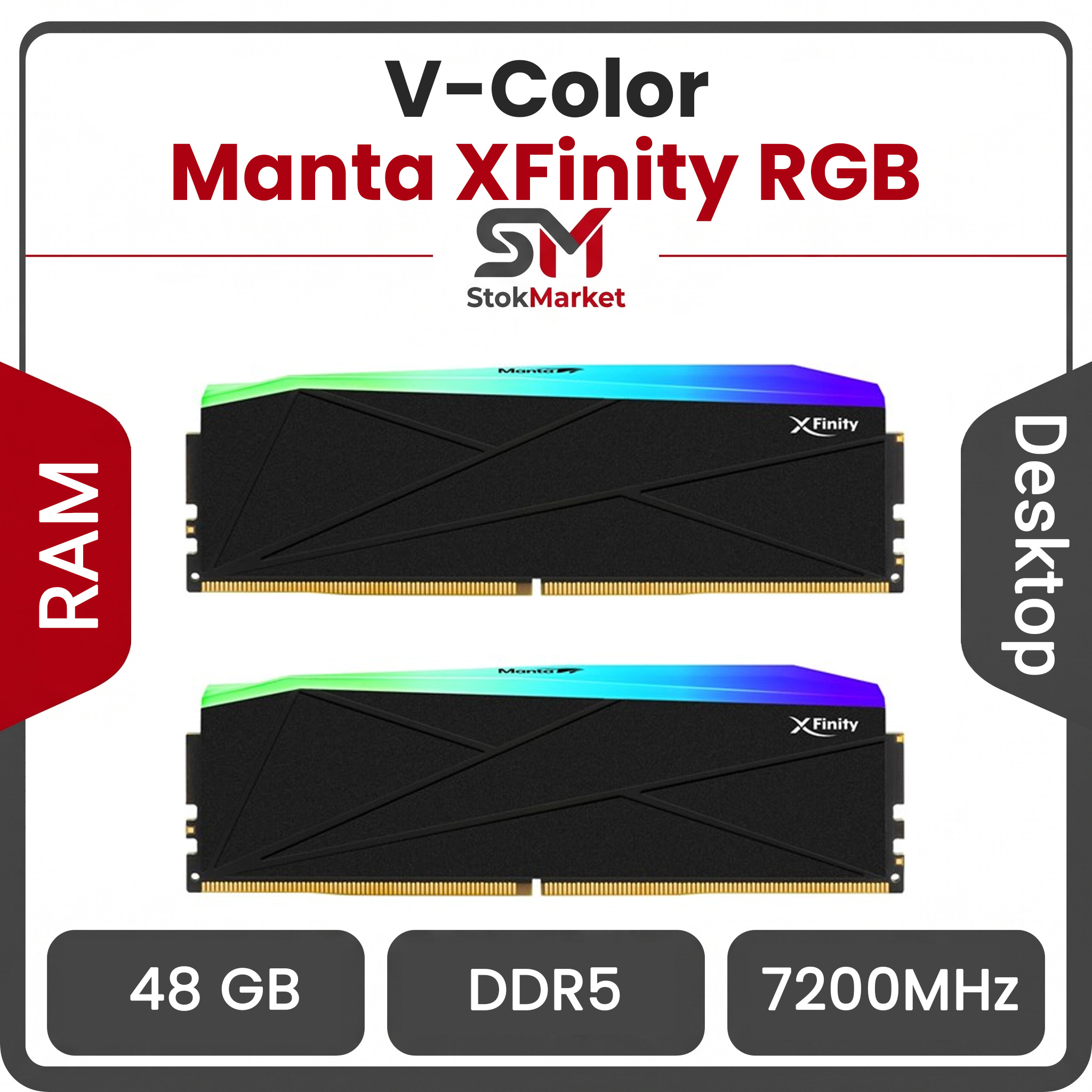 8825c044-b046-4247-b48c-ac4118392 رم وی کالر دو کاناله Manta XFinity RGB 48GB (2 x 24GB) DDR5 7200 CL34 - تصویر 1