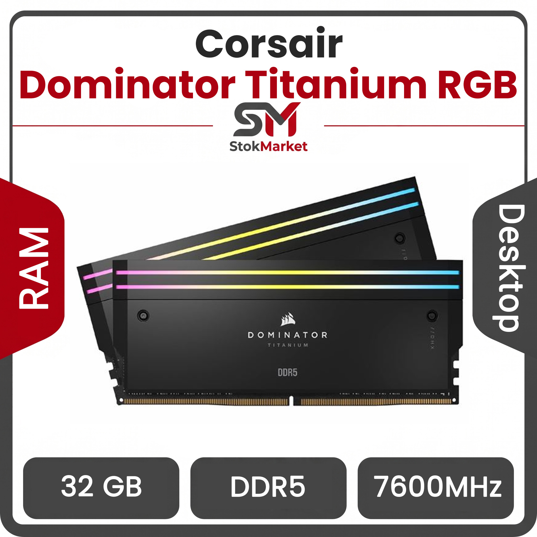 8825c044-b046-4247-b48c-ac41185543f7992 رم کامپیوتر DDR5 دو کاناله 7600 مگاهرتز CL36 کورسیر Dominator Titanium RGB ظرفیت 32 گیگابایت - تصویر 1