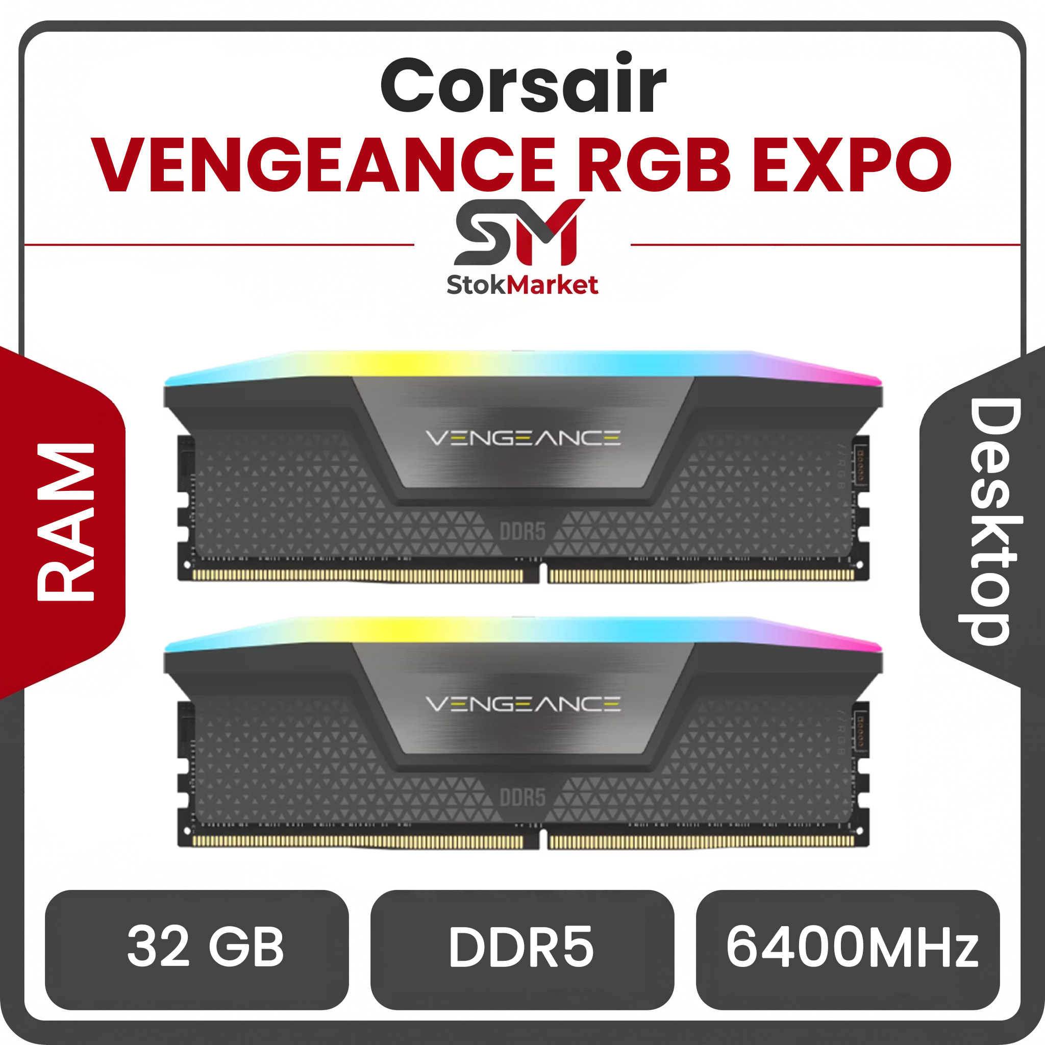 8825c0b046-4247-b48c-ac41183f7992 رم کامپیوتر DDR5 دو کاناله 6400 مگاهرتز CL36 کورسیر مدل VENGEANCE RGB EXPO ظرفیت 32 گیگابایت - تصویر 1