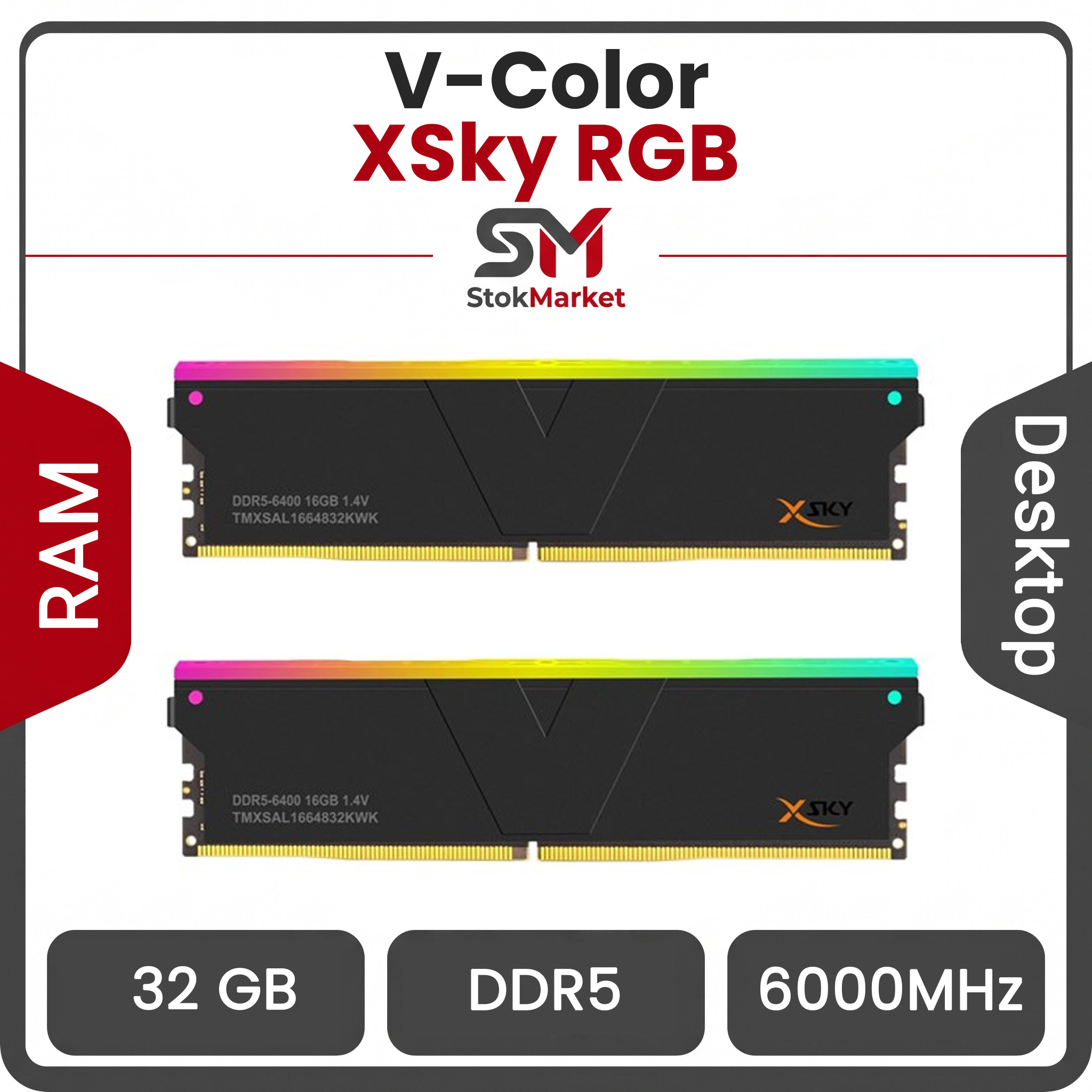 88c044-b046-4247-b48c-ac41183f7992 رم وی کالر دو کاناله XSky RGB 32GB (2 x 16GB) DDR5 6000 CL28 - تصویر 1
