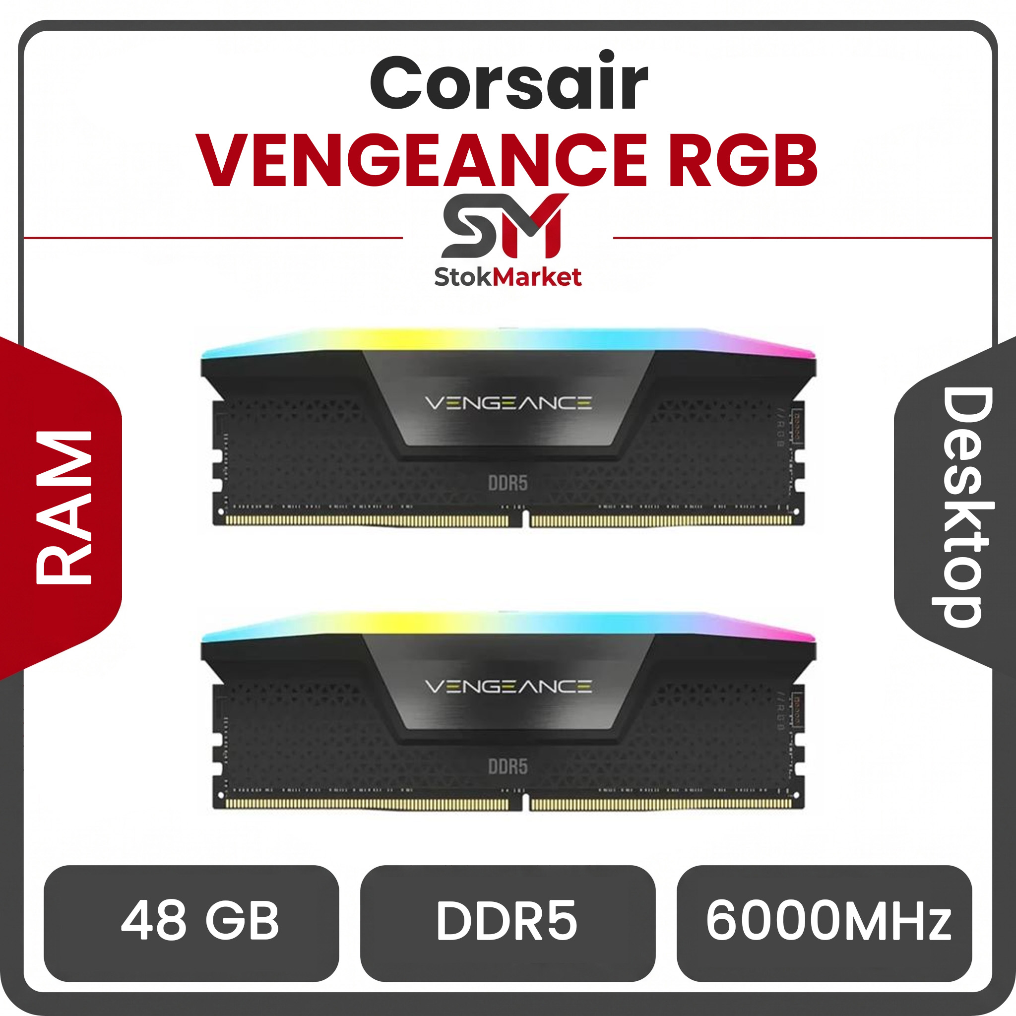 f2156f51c3a4d51048b3868b2352d2afa09279fe5376175 رم کامپیوتر DDR5 دو کاناله 6000 مگاهرتز CL36 کورسیر مدل VENGEANCE RGB ظرفیت 48 گیگابایت - تصویر 1