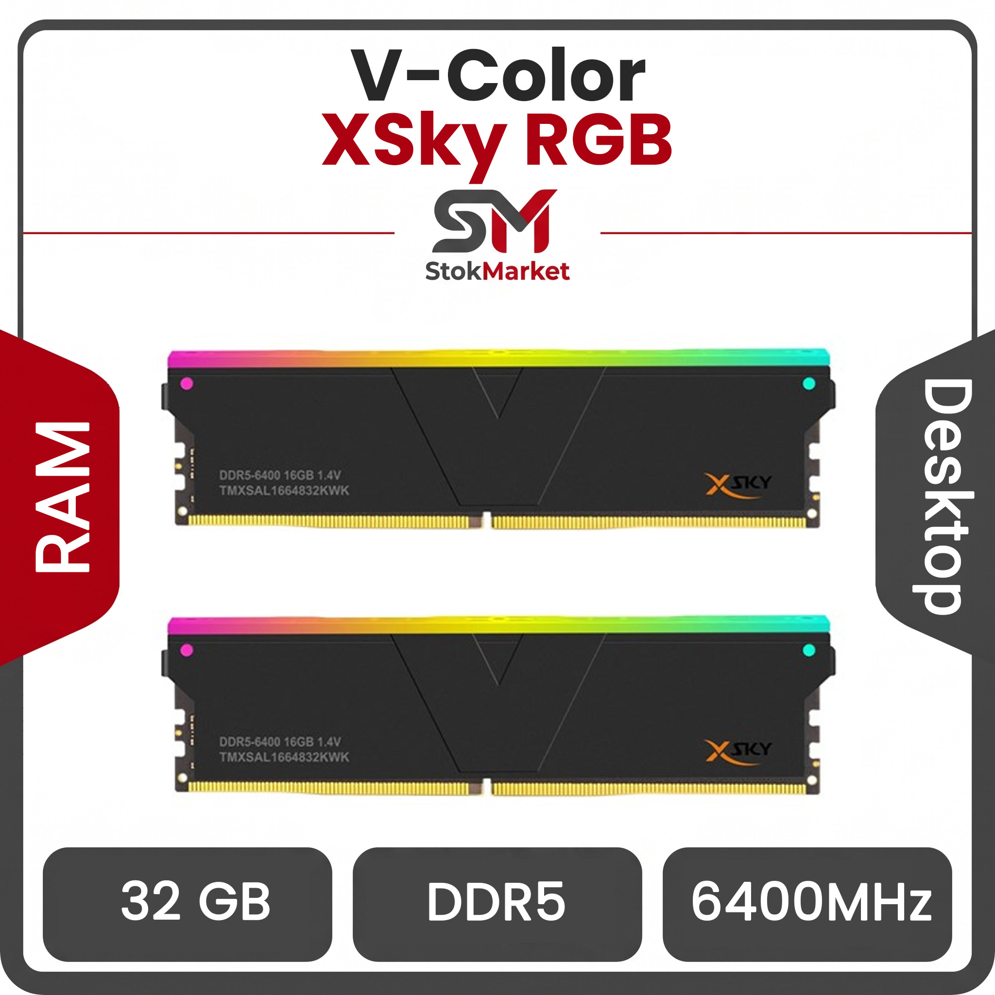 f2156f51c3a4d51048b3868b2352d2afa09279fe_17676175 رم وی کالر دو کاناله XSky RGB 32GB (2 x 16GB) DDR5 6400 CL32 - تصویر 1