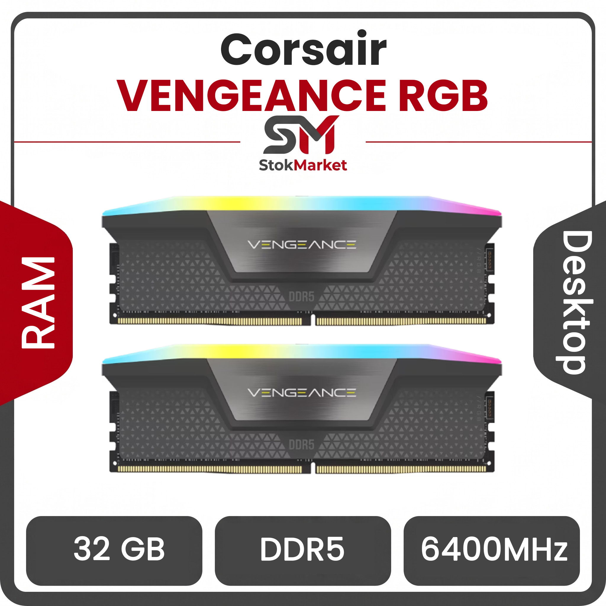 f2156f51c3a4d51048b3868b2352d2afa09279fe_5376175 رم کامپیوتر DDR5 دو کاناله 6400 مگاهرتز CL32 کورسیر مدل VENGEANCE RGB ظرفیت 32 گیگابایت - تصویر 1