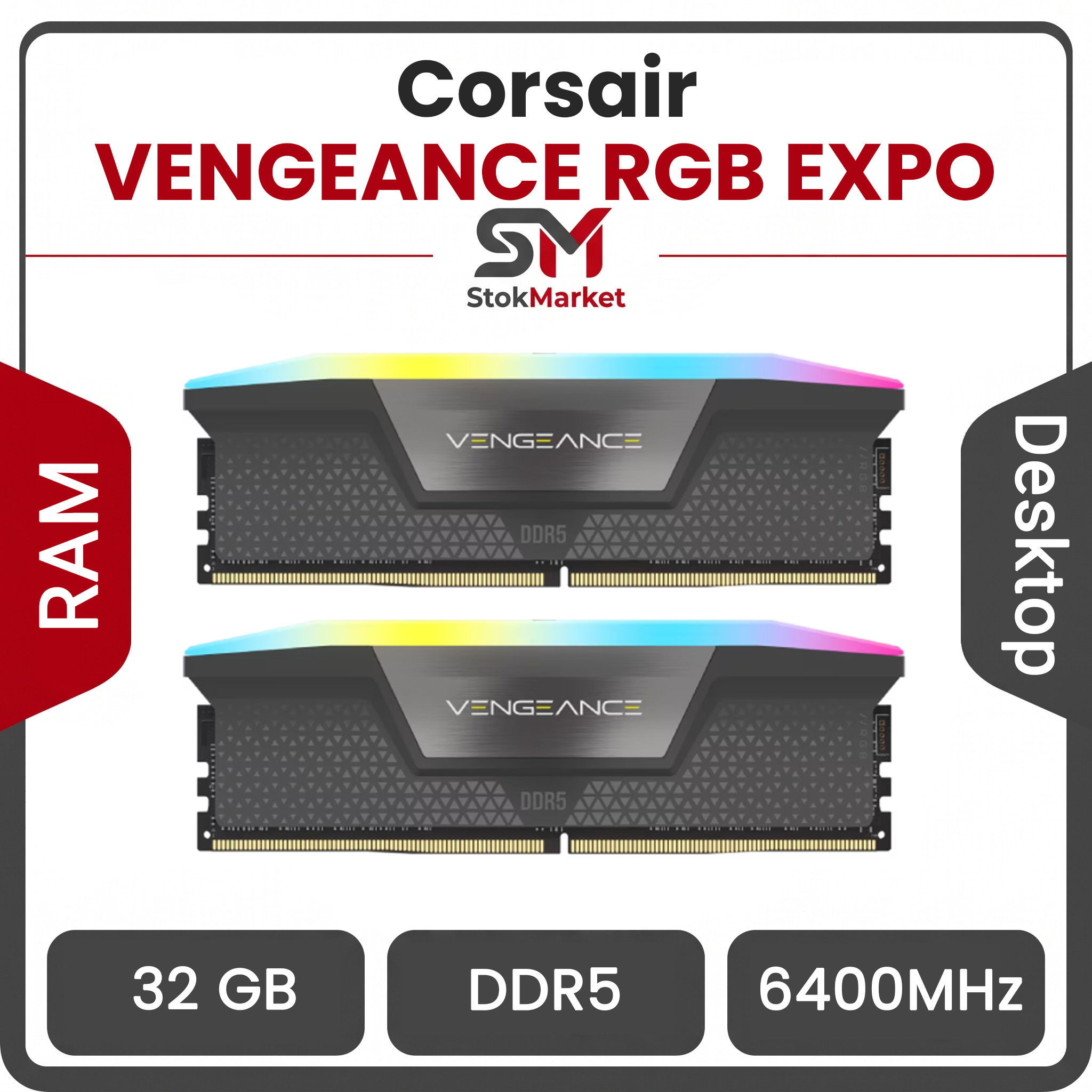 f2156f51c3a4d51048b3868b2352d2afa279fe_1765376175 رم کامپیوتر DDR5 دو کاناله 6400 مگاهرتز CL32 کورسیر مدل VENGEANCE RGB EXPO ظرفیت 32 گیگابایت - تصویر 1