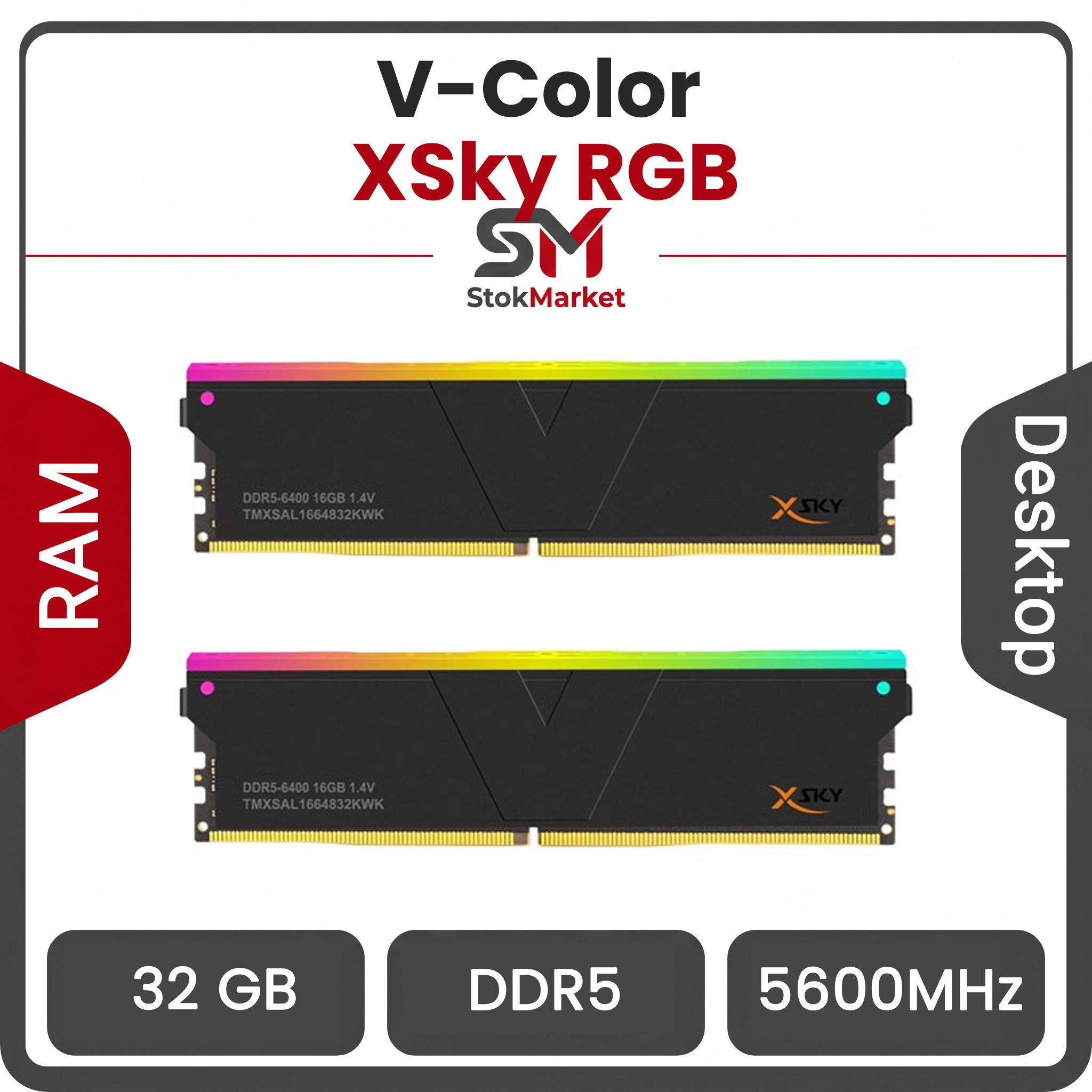 xsky-rgb-32gb-(2-x-16gb)--ddr5-6000-cl28-dual-channel-desktop-ram-main-636117245566769037509 رم وی کالر دو کاناله XSky RGB 32GB (2 x 16GB) DDR5 5600 CL28 - تصویر 1