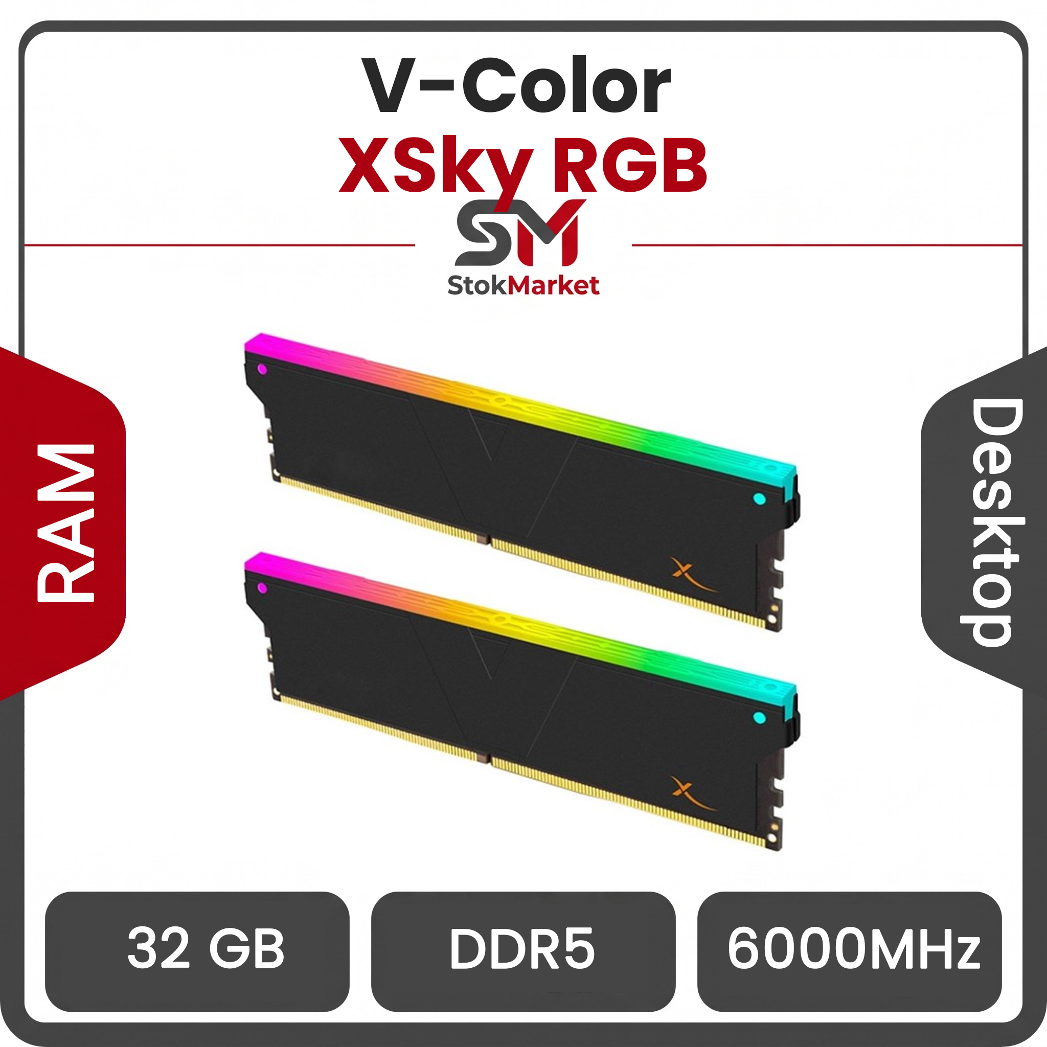 xsky-rgb-32gb-(2-x-16gb)--ddr5-6000-cl28-dual-channel-desktop-ram-slide_main-6392672455800723503 رم وی کالر دو کاناله XSky 32GB (2 x 16GB) DDR5 6000 RGB CL36 - تصویر 1