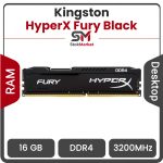 رم دسکتاپ DDR4 تک کاناله 3200 مگاهرتز کینگستون مدل HyperX Fury Black ظرفیت 16 گیگابایت