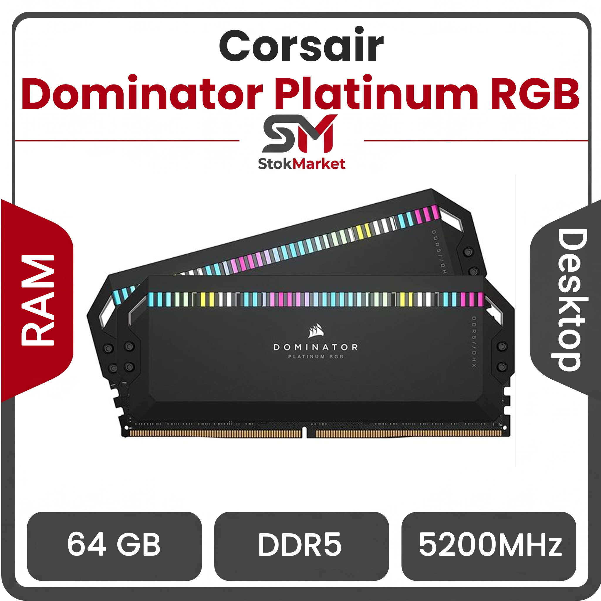 0fc9f0a3-23ca-4983-8c-e46440e22c40 رم کامپیوتر DDR5 دو کاناله 5200 مگاهرتز CL40 کورسیر مدل Dominator Platinum RGB ظرفیت 64 گیگابایت - تصویر 1