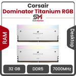 رم دسکتاپ کورسیر سفید مدل Dominator Titanium RGB DDR5 دو کاناله 7000 مگاهرتز ظرفیت 32 گیگابایت CL34