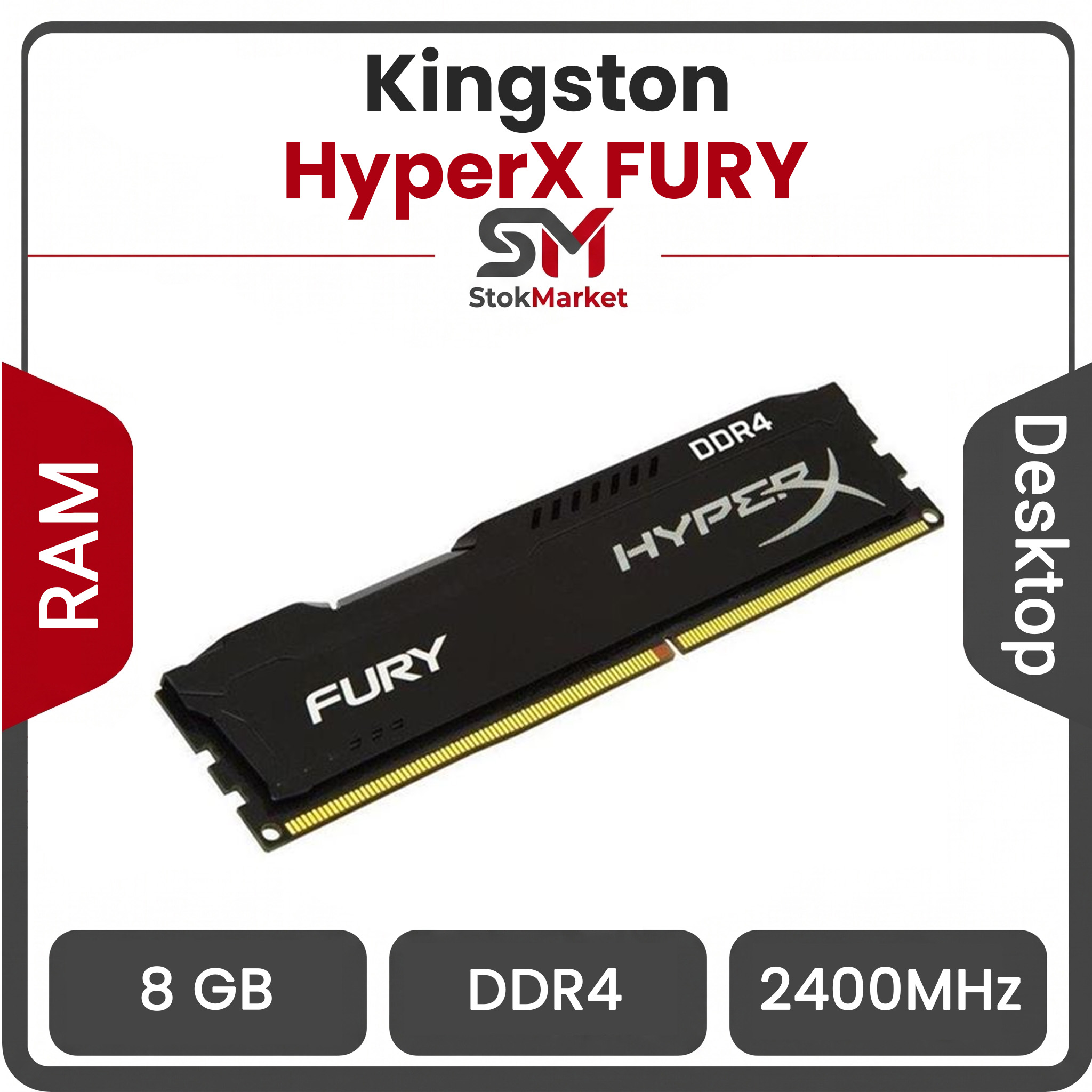 1a58b65e-af1c-44a3-8c2e-85a24448702 رم کینگستون HyperX FURY با حافظه 8 گیگابایت فرکانس 2400 مگاهرتز - تصویر 1