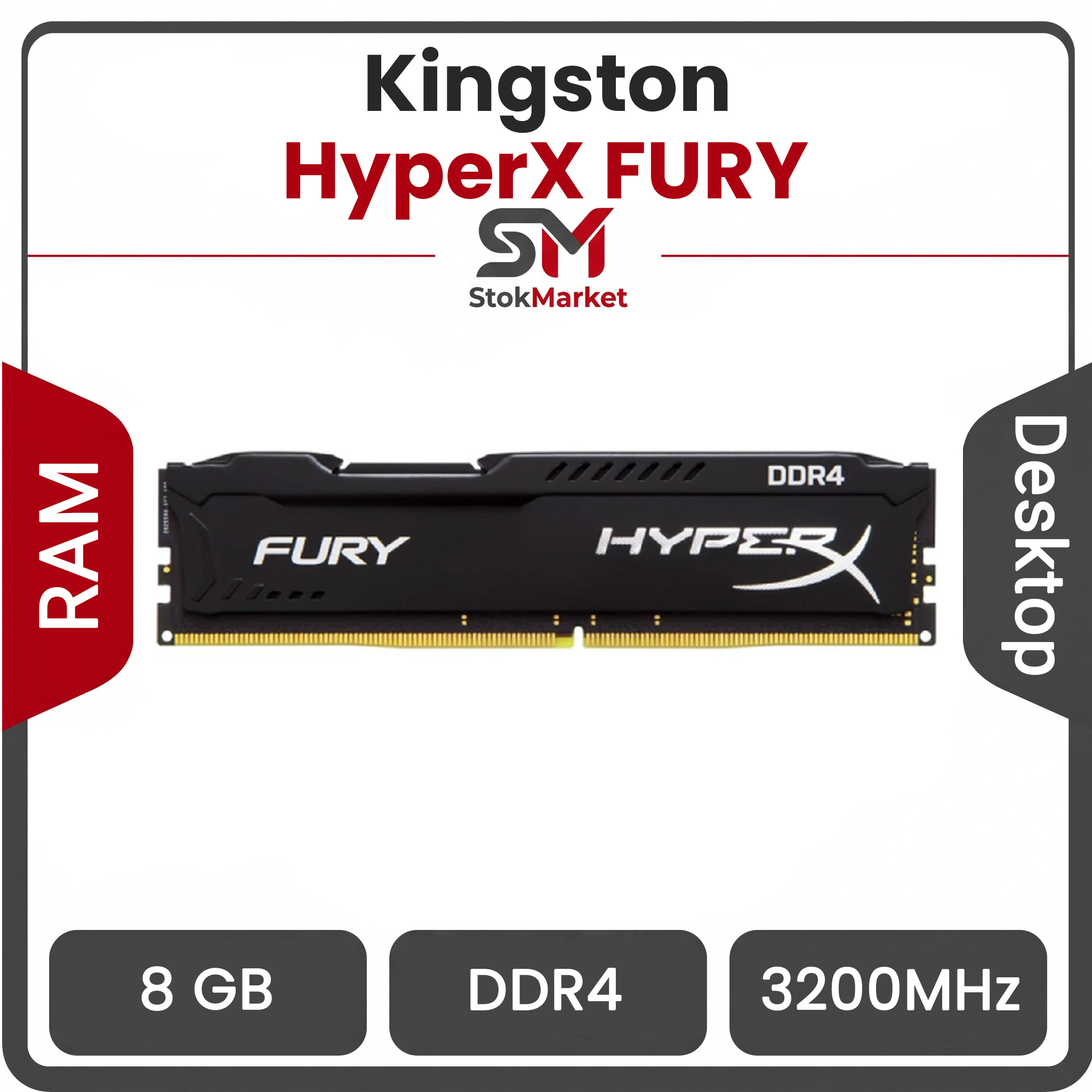 1ca364c4-43e6-467b-b81a-9d160223a رم کامپیوتر DDR4 تک کاناله 3200 مگاهرتز CL16 کینگستون مدل HyperX FURY ظرفیت 8 گیگابایت - تصویر 1
