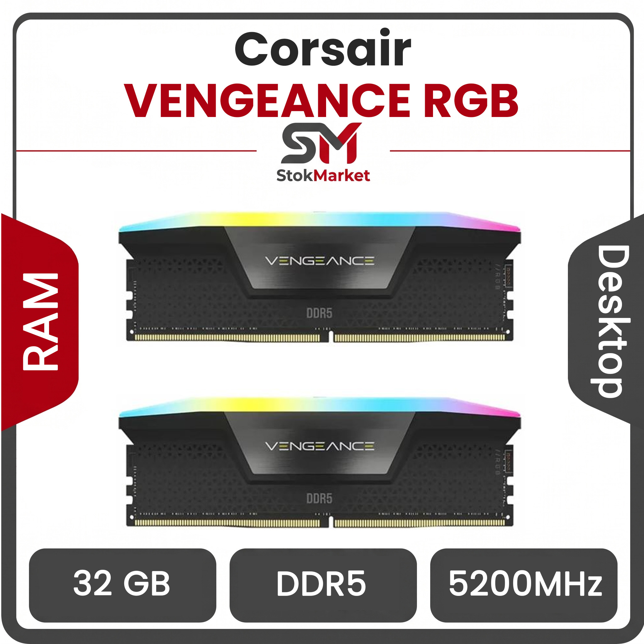 1ca364c4-43e6-467b5-b81a-9d176eb0223a رم کامپیوتر DDR5 دو کاناله 5200 مگاهرتز CL40 کورسیر مدل VENGEANCE RGB ظرفیت 32 گیگابایت - تصویر 1