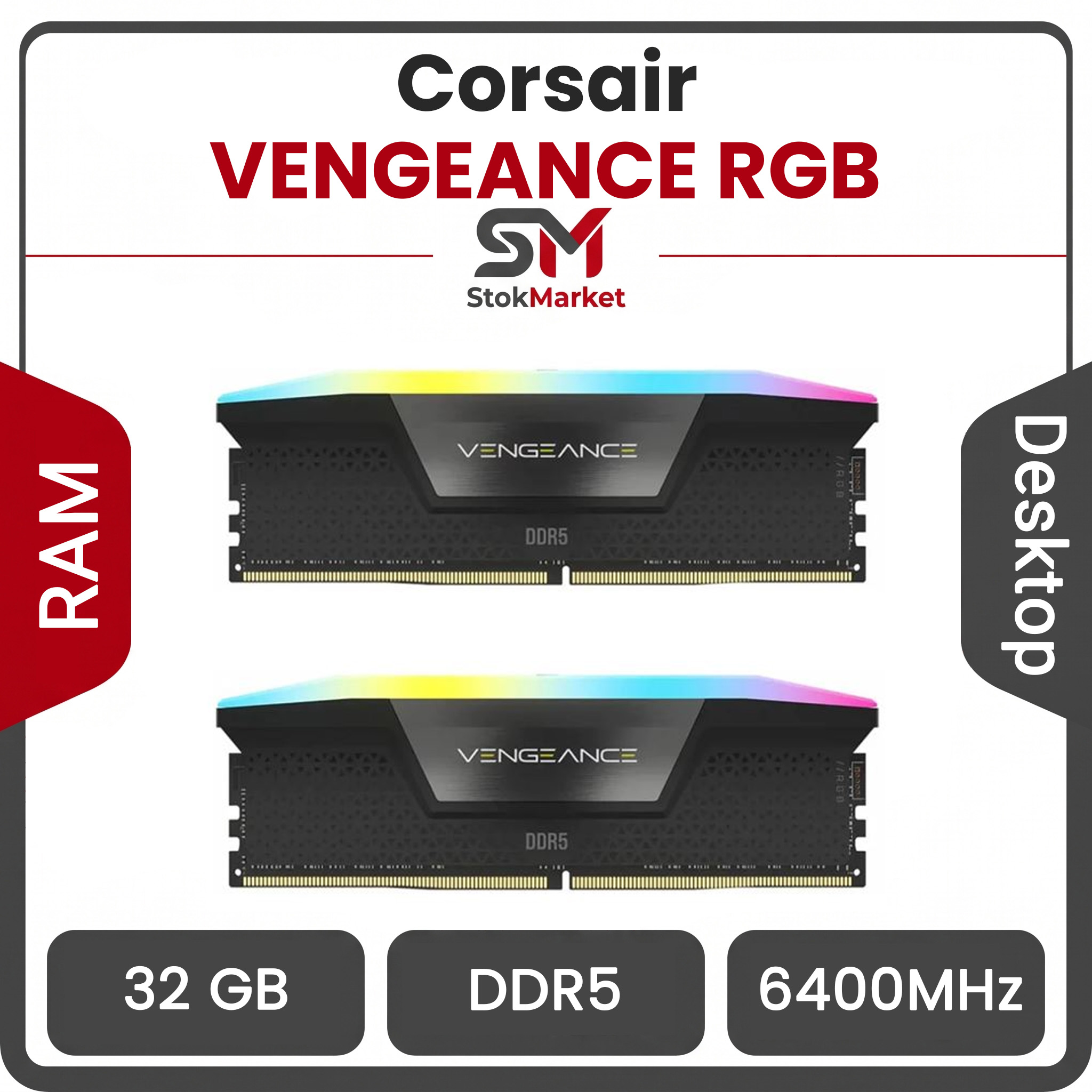 1cd56be3-0a79535-e336b61fbf30 رم کامپیوتر DDR5 دو کاناله 6400 مگاهرتز CL36 کورسیر مدل VENGEANCE RGB ظرفیت 32 گیگابایت - تصویر 1