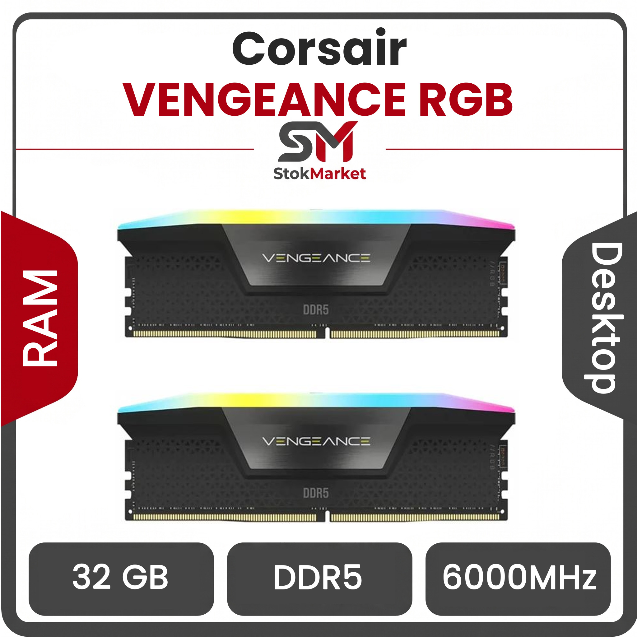 1cd56be3-0a7a-43ee35-e336b61fbf30 رم کامپیوتر DDR5 دو کاناله 6000 مگاهرتز CL36 کورسیر مدل VENGEANCE RGB ظرفیت 32 گیگابایت - تصویر 1