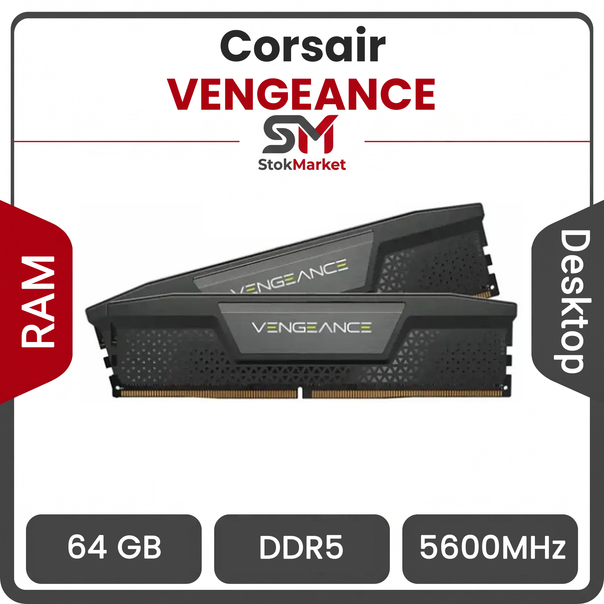 2b0f6684-4654969-44ca-c0-9f6b86ad89a6 رم دوکاناله دسکتاپ کورسیر سری VENGEANCE با ظرفیت (32GBx2)64 گیگابایت و فرکانس 5600 گیگاهرتز - تصویر 1