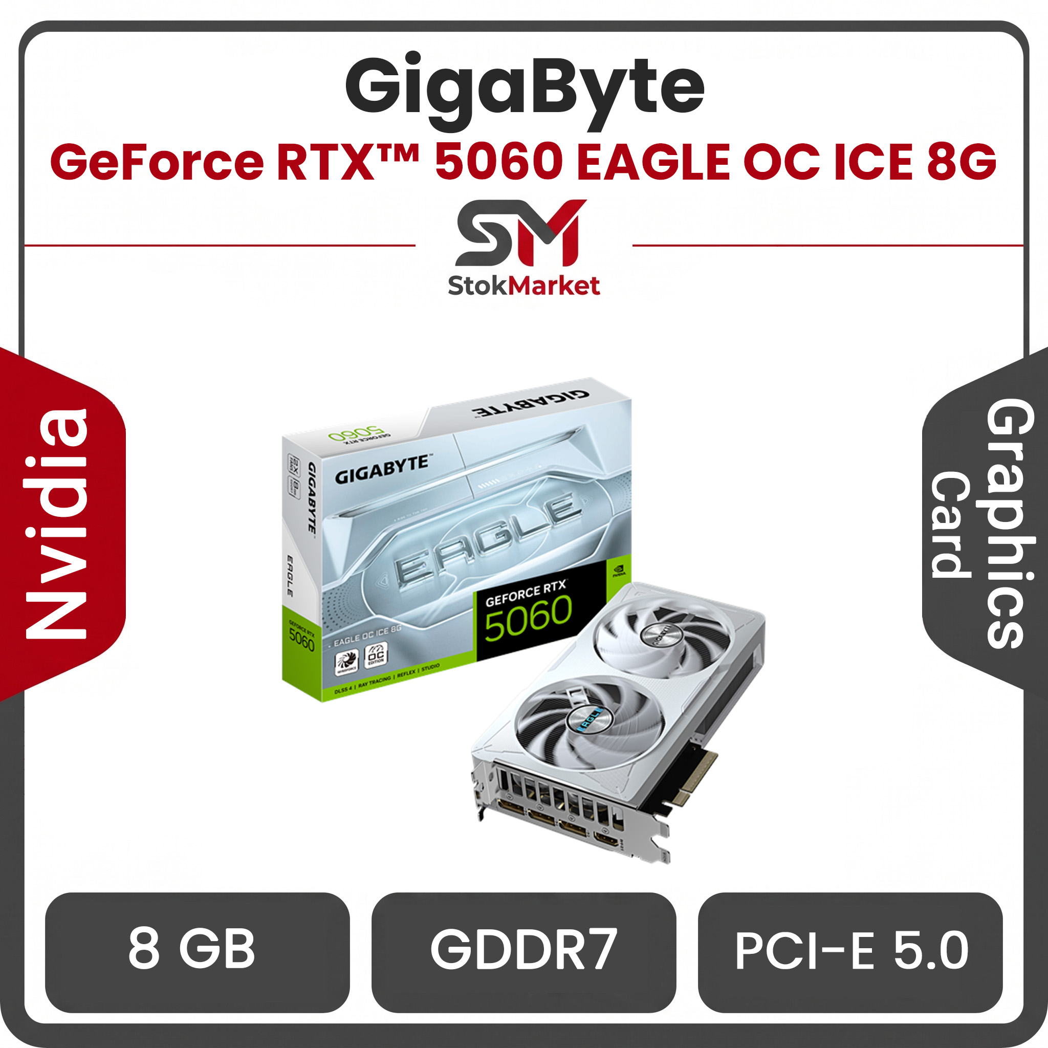 کارت گرافیک گیگابایت مدل GeForce RTX™ 5060 EAGLE OC ICE 8G