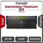 رم کامپیوتر DDR5 دو کاناله 6600 مگاهرتز CL32 کورسیر سفید مدل Dominator Titanium ظرفیت 96 گیگابایت