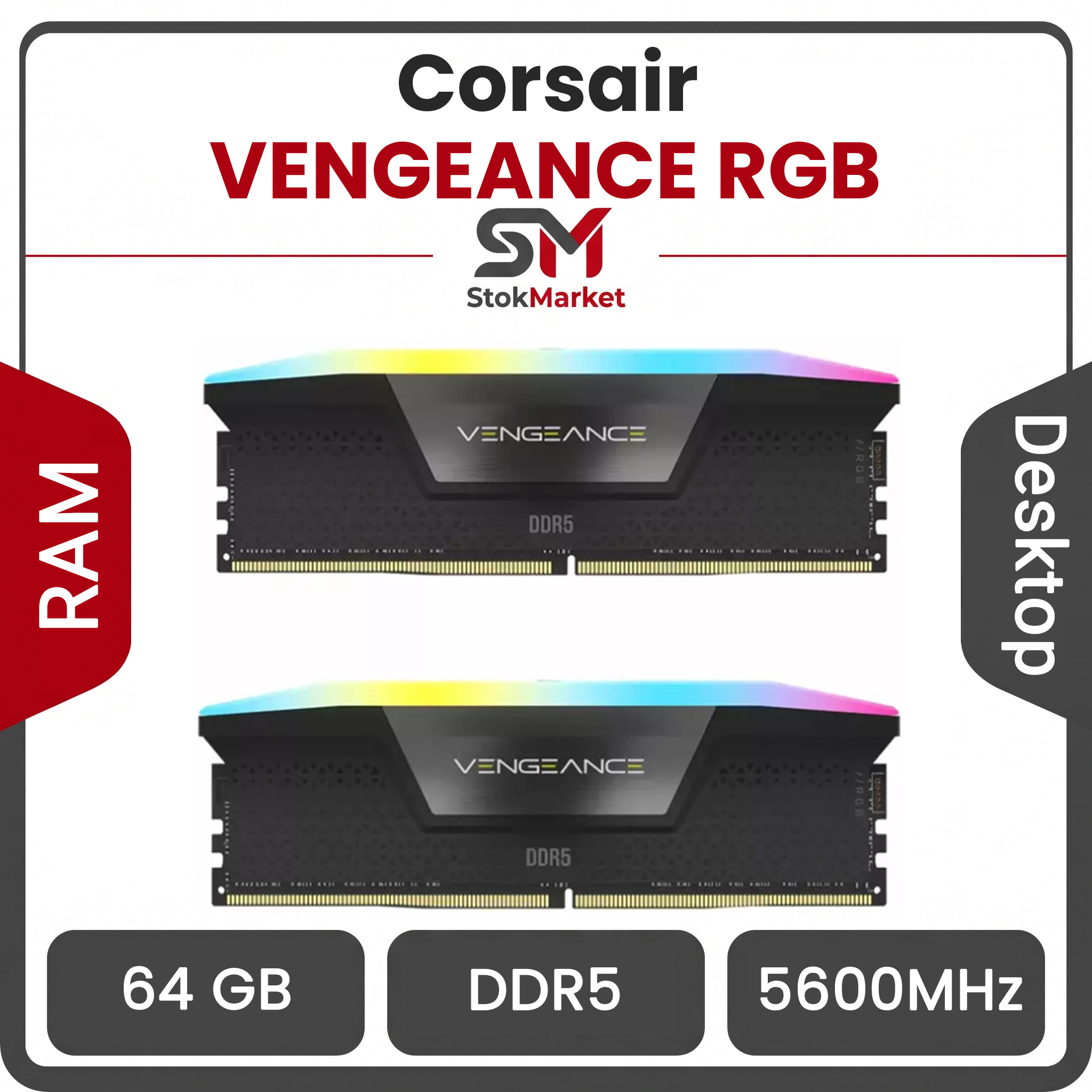 4b7d1701-db13-442-6395effa464c رم کامپیوتر DDR5 دو کاناله 5600 مگاهرتز CL40 کورسیر مدل VENGEANCE RGB ظرفیت 64 گیگابایت - تصویر 1