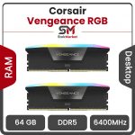 رم کامپیوتر DDR5 دو کاناله 6400 مگاهرتز CL32 کورسیر VENGEANCE RGB ظرفیت 64 گیگابایت
