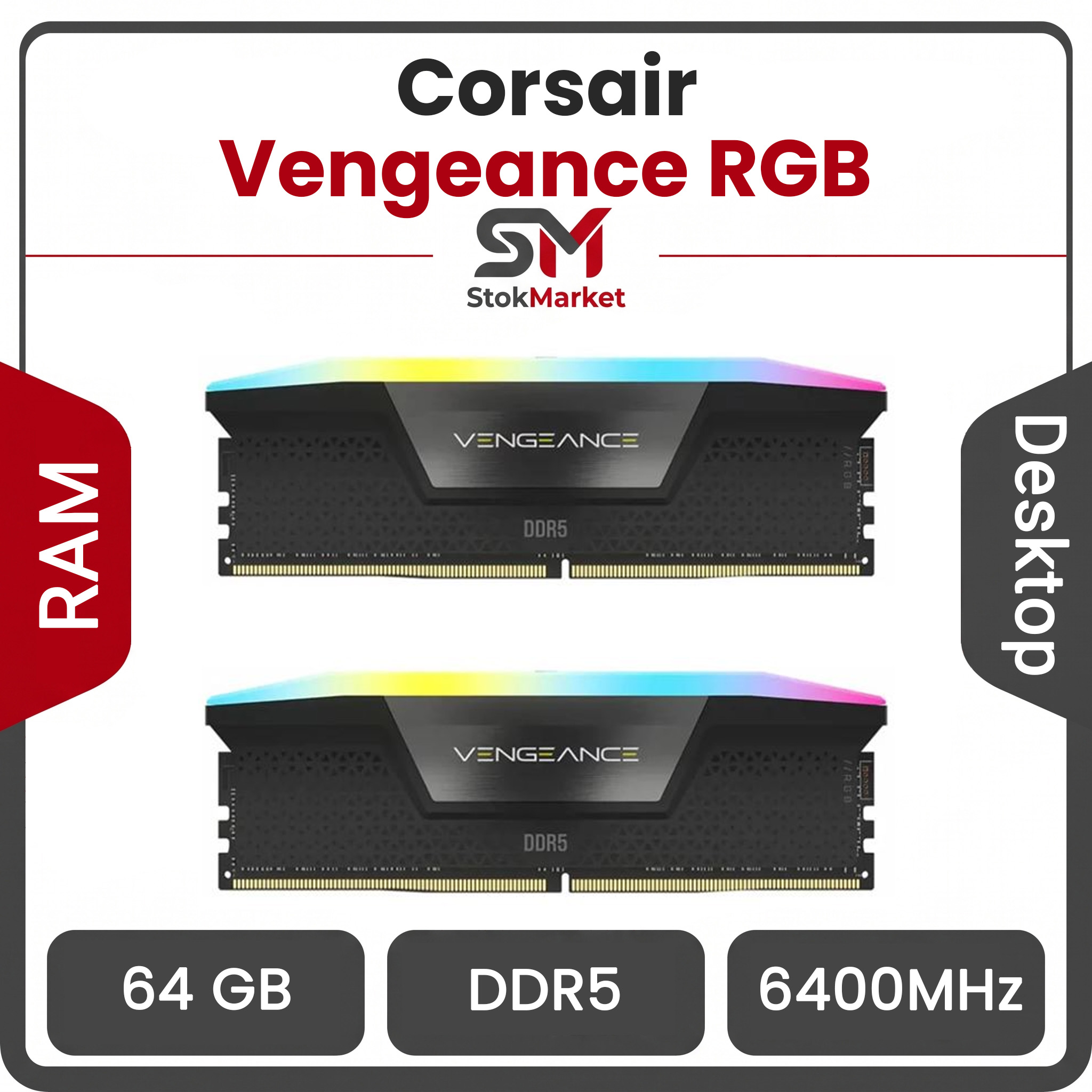 53bd3593-e04f-4c8a-a6f1-b0197d1a7d رم کامپیوتر DDR5 دو کاناله 6400 مگاهرتز CL32 کورسیر VENGEANCE RGB ظرفیت 64 گیگابایت - تصویر 1