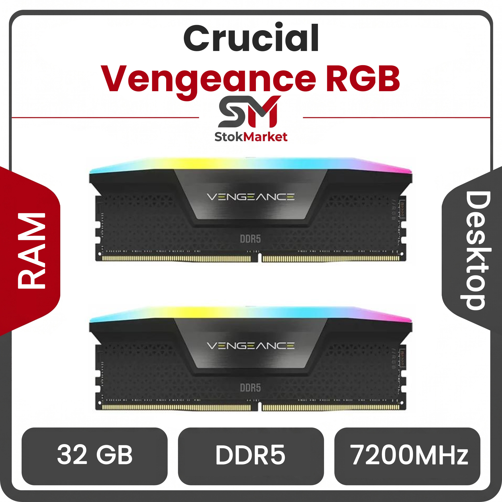 5b5444c7-b553-49ab-a40aebc8141383 رم کامپیوتر DDR5 دو کاناله 7200 مگاهرتز CL38 کورسیر مدل Corsair Vengeance RGB ظرفیت 32 گیگابایت - تصویر 1