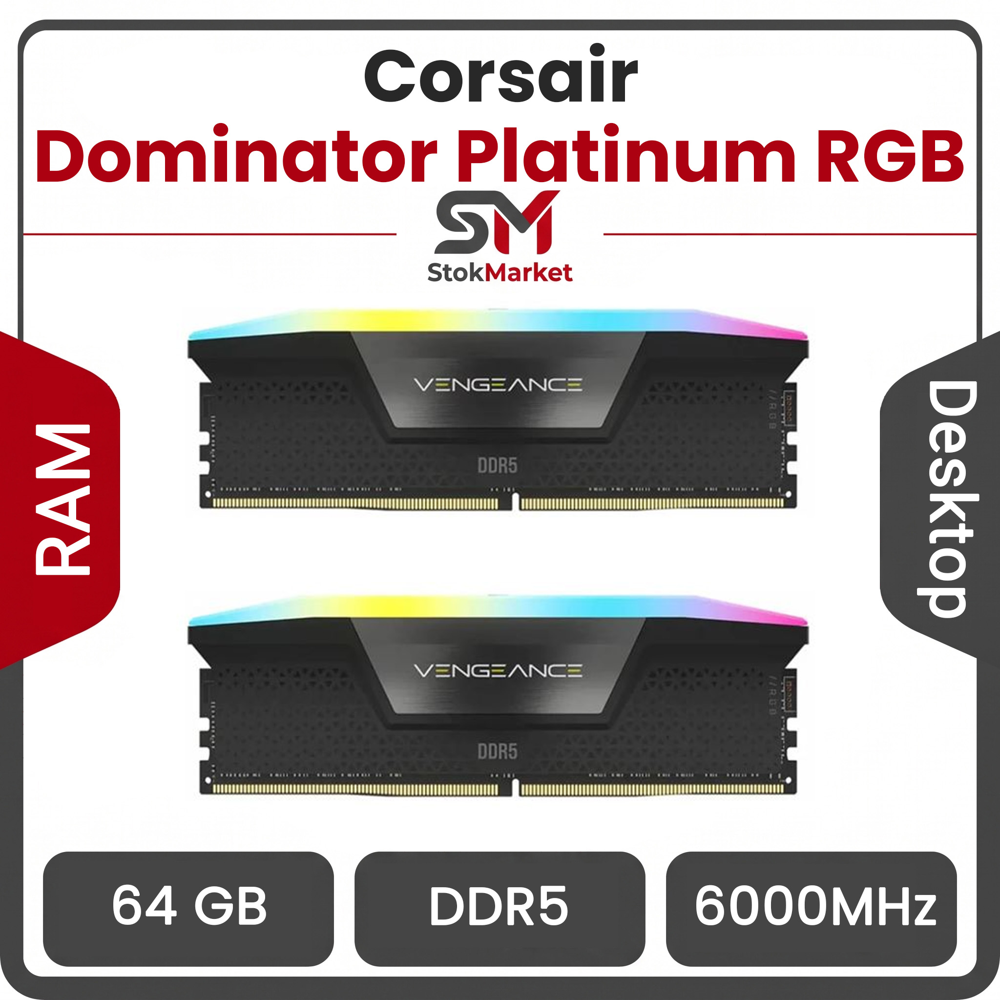 5dde76eb-4b7d-4-9886-a5a6c2a55787197 رم کامپیوتر DDR5 دو کاناله 6000 مگاهرتز CL38 کورسیر مدل VENGEANCE RGB ظرفیت 64 گیگابایت - تصویر 1
