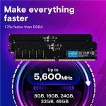 رم کامپیوتر DDR5 تک کاناله 5600 مگاهرتز کروشیال ظرفیت 16 گیگابایت - تصویر 4