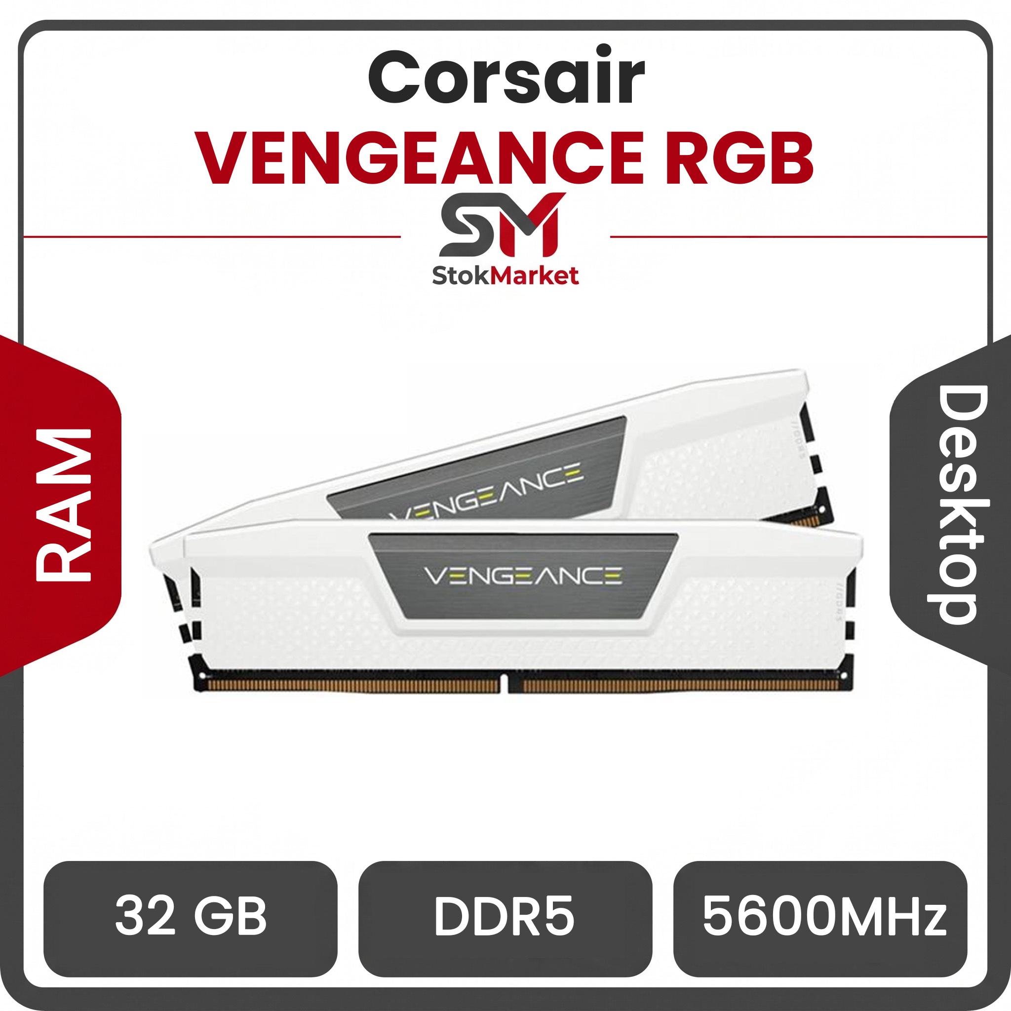 6be5835a-e83c-4275-8543-991cfb5507 رم کامپیوتر DDR5 دو کاناله 5600 مگاهرتز CL40 کورسیر سفید مدل VENGEANCE ظرفیت 32 گیگابایت - تصویر 1