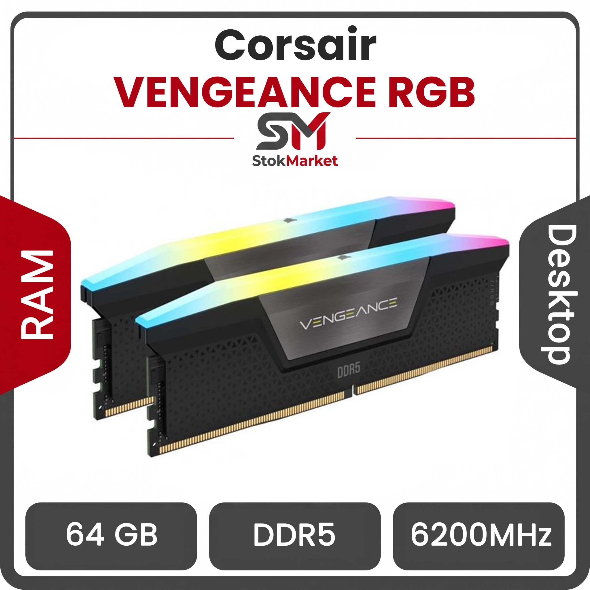 6cef280b-0bf1-4c11-9ee1f8ac رم کورسیر سری VENGEANCE RGB با ظرفیت 64 گیگابایت و فرکانس 6200 مگاهرتز - تصویر 1