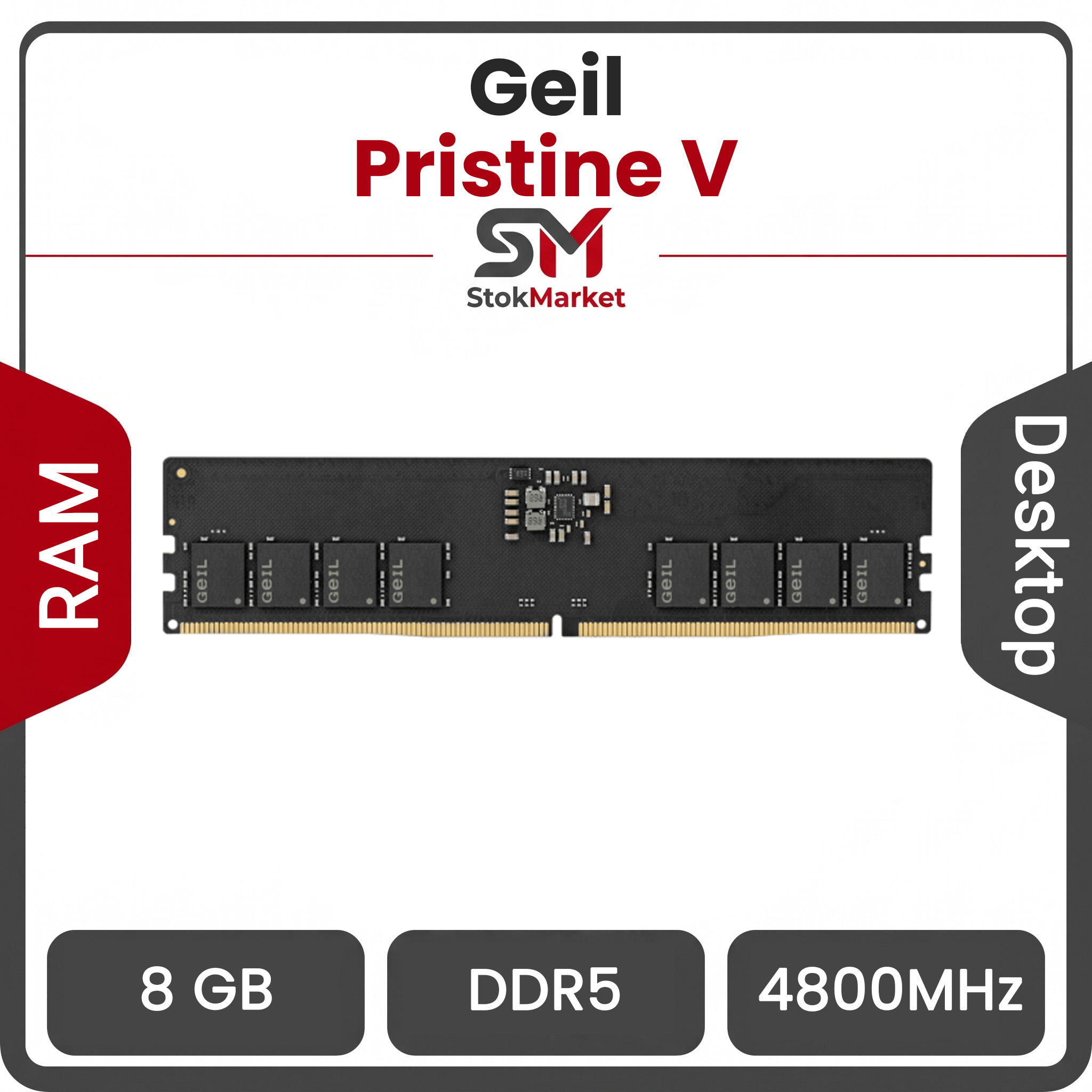 8825c044-b046-421183f7992 رم کامپیوتر DDR5 تک کاناله 4800 مگاهرتز گیل Pristine V ظرفیت 8 گیگابایت - تصویر 1