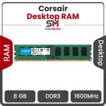 رم کامپیوتر DDR3 تک کاناله 1600 مگاهرتز کروشیال ظرفیت 8 گیگابایت