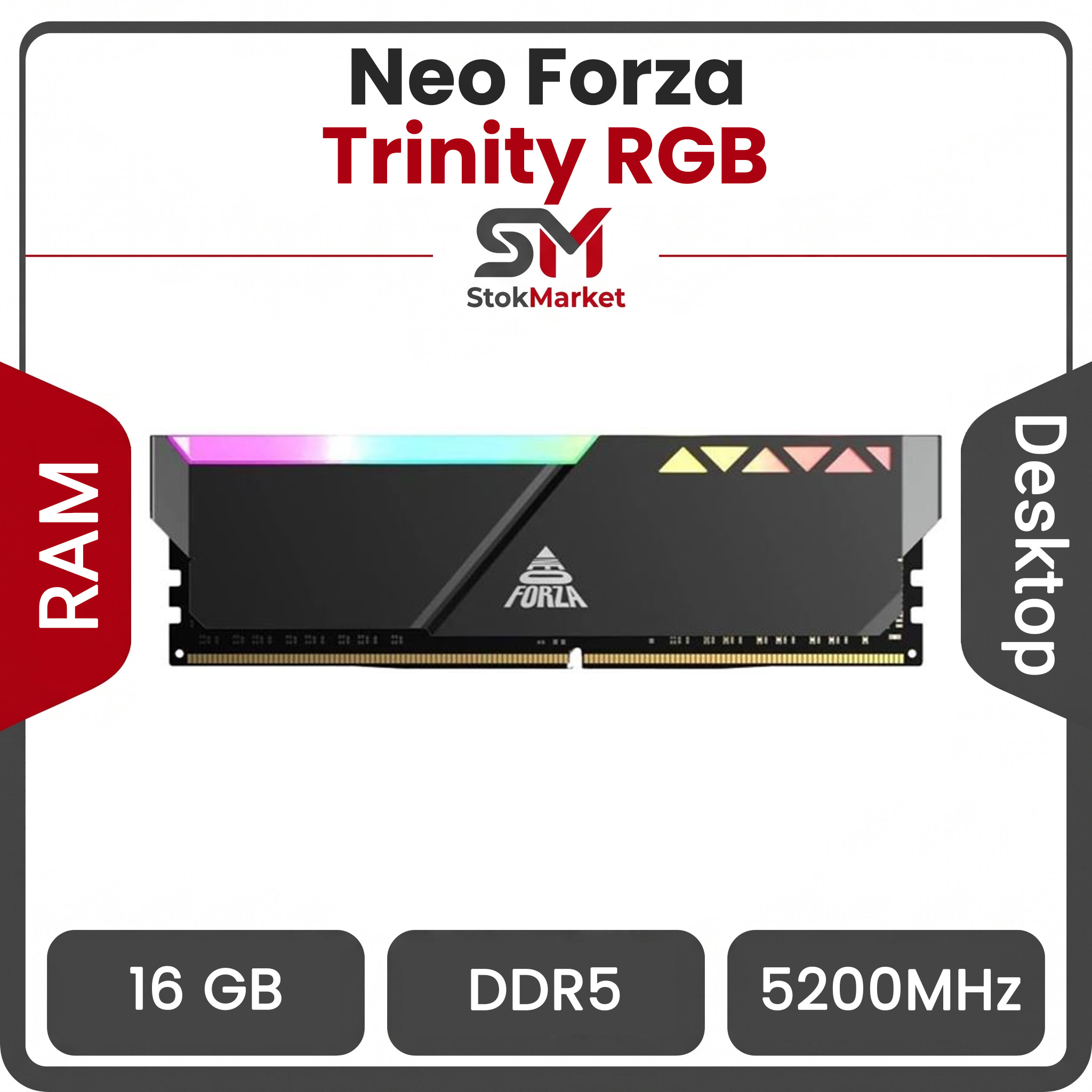 901ff530-d90c-4627-8833384453 رم کامپیوتر DDR5 تک کاناله 5200 مگاهرتز CL40 نئو فورزا مدل Trinity RGB ظرفیت 16 گیگابایت - تصویر 1