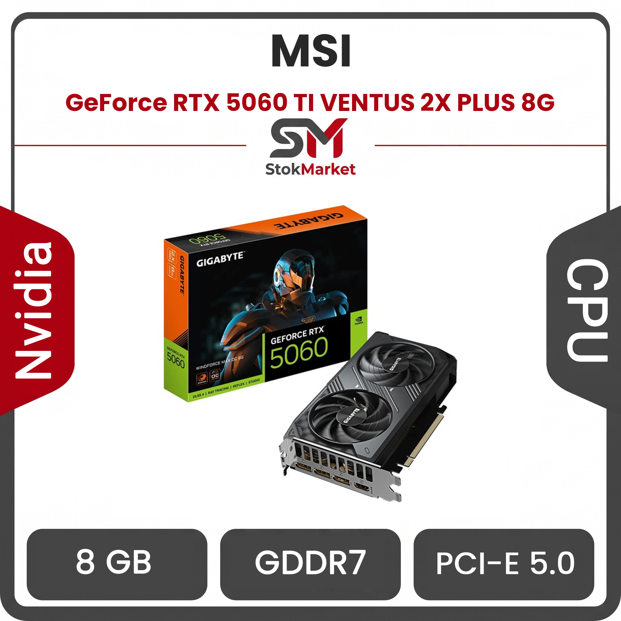 کارت گرافیک گیگابایت GeForce RTX™ 5060 WINDFORCE MAX OC 8G